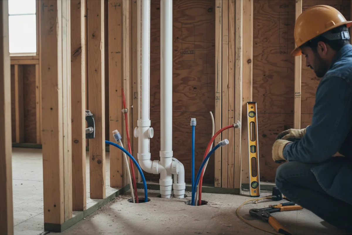 Drain and supply rough-in during Drain Cleaning in Tariffville